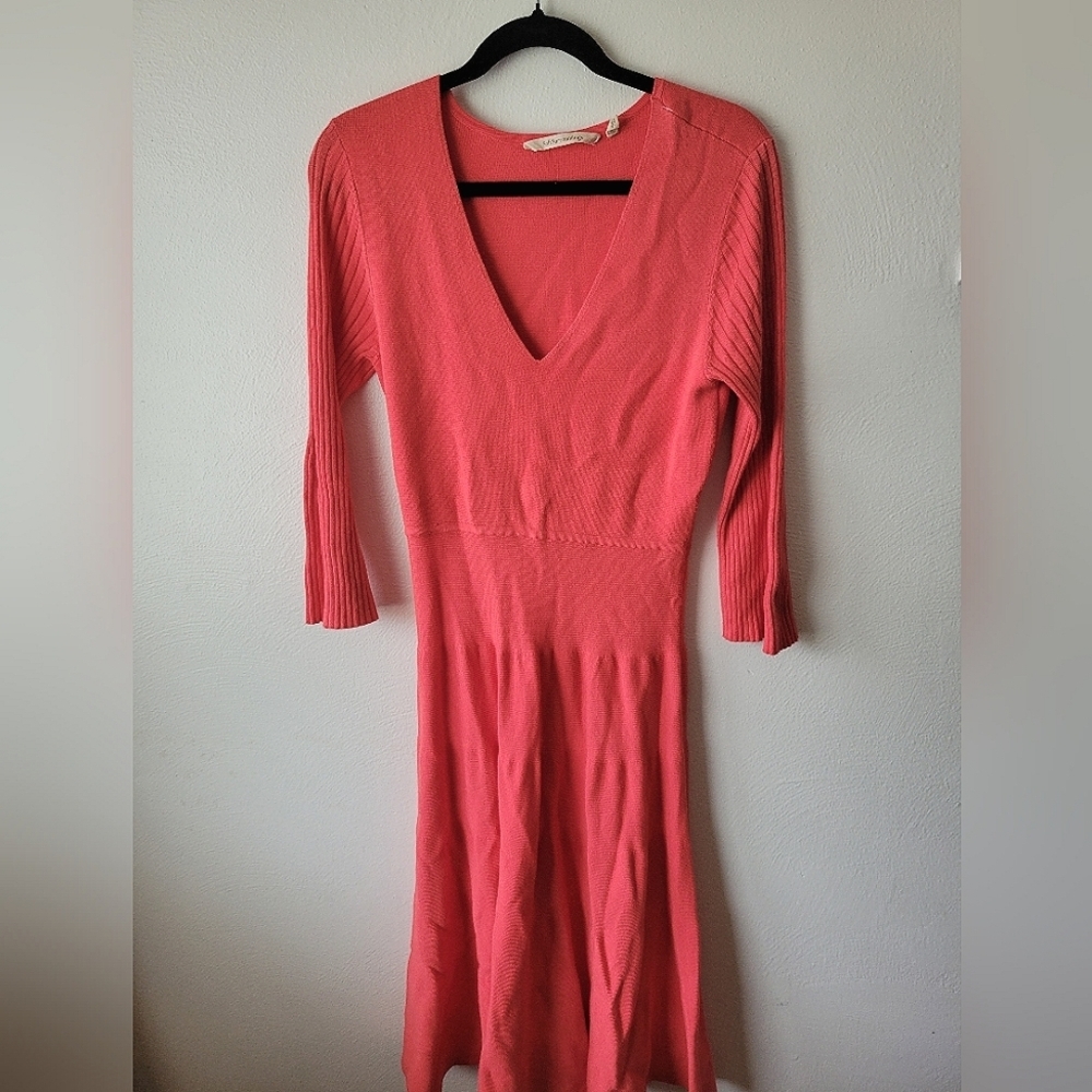 Soft Surroundings Spring Pink 3/4 Sleeve Sweater Midi Dress. Size S. - Picture 3 of 6